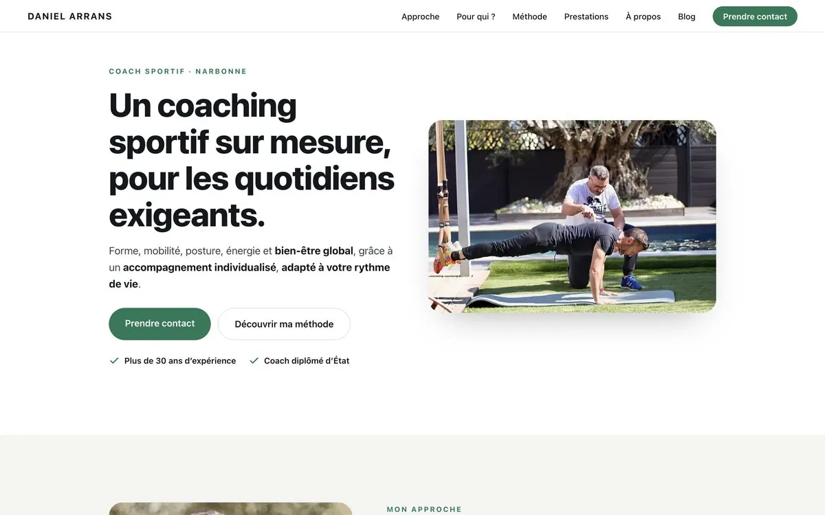 Site internet de Daniel Arrans, coach sportif à Narbonne, réalisé par Stars Prod