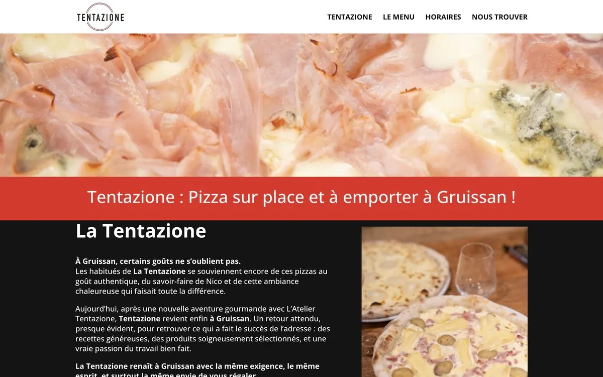 Site internet du restaurant Tentazione à Gruissan, réalisé par Stars Prod